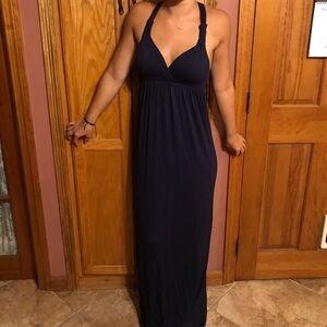 Navy blue vneck maxi dress